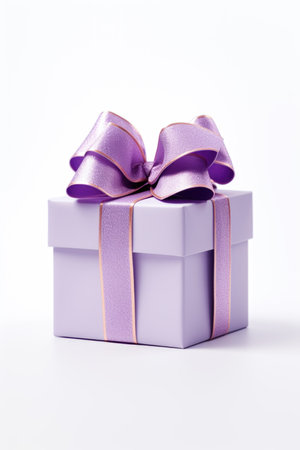 A pristine purple gift box adorned with a luxurious satin bowの素材