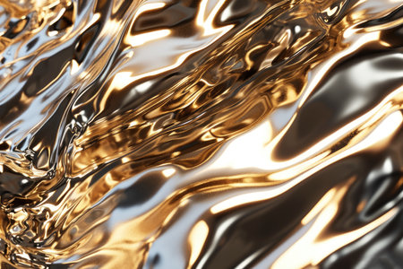 Close-up of a shiny golden liquid texture, conveying luxury and eleganceの素材