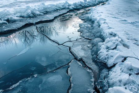 Ice Crack on Frozen Lakeの素材