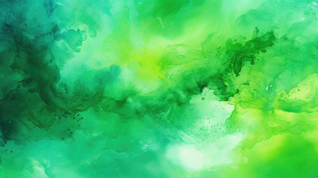Vivid green and yellow abstract watercolor flow resembling natural patternsの素材
