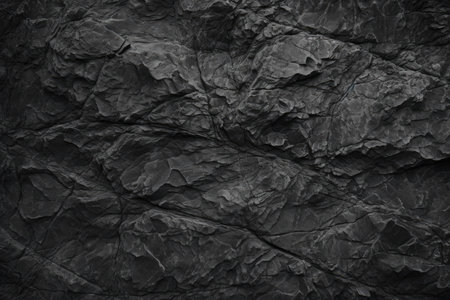 Close-up of a black slate rock with detailed texturesの素材