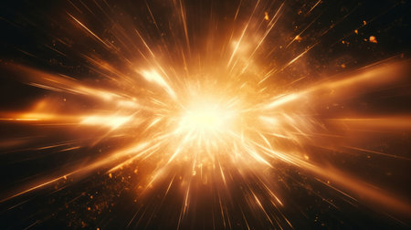 Vivid illustration of a cosmic explosion with bright light and particlesの素材