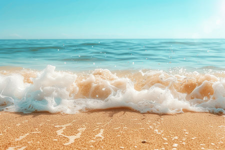 Soft wave of the sea on the sandy beach. Summer background.の素材