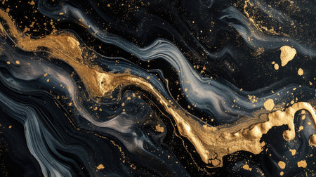 Marble abstract acrylic background. Marbling artwork texture. Agate ripple pattern. gold powder.の素材