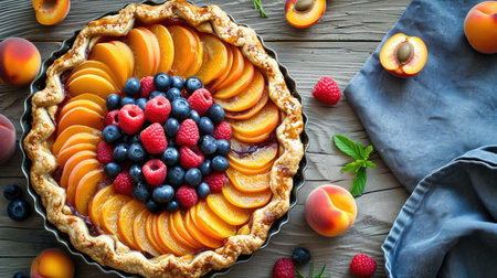 Homemade Seasonal Summer Fruit Biscuits, Tart, Open Apricot Pieの素材