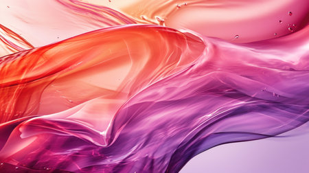 Horizontal transparent lilac and red liquid wavesの素材