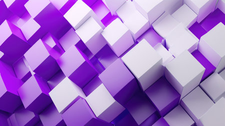 3D geometric purple and white blocks background. Abstract modern digital designの素材