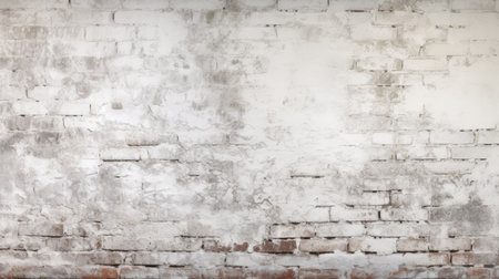 Textured white brick wall showing signs of age and wearの素材