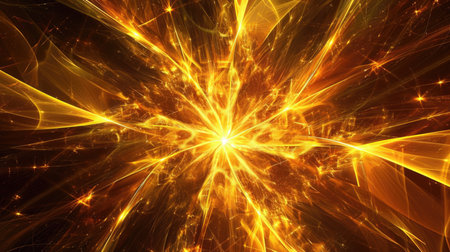 Abstract energy burst with vibrant yellow and orange huesの素材