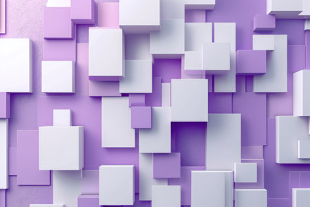 3D render of purple and white abstract geometric shapesの素材