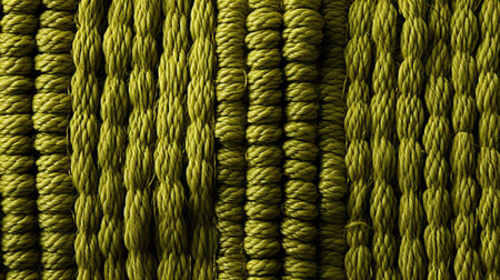 Green rope texture in detailed view. Macro photography for design and textile concept.の素材