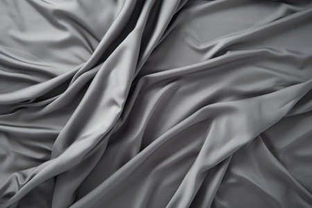 Exquisite gray satin with graceful draping, perfect for luxurious background or textureの素材