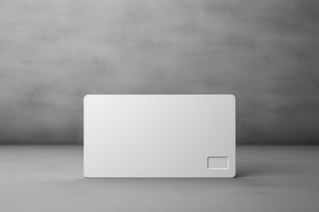 White gift card credit card layout on a gray table backgroundの素材