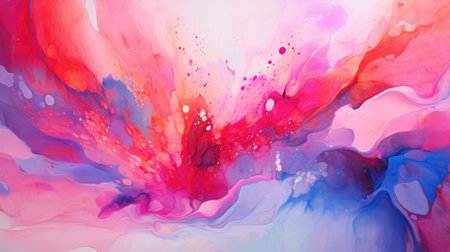 Vibrant abstract fluid art background. Colorful liquid paint design. Concept for creative wallpaper, fashion print, poster, art therapyの素材