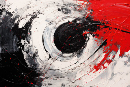 Vibrant Abstract Swirl of Red, Black, and White in Dynamic Paint Artの素材