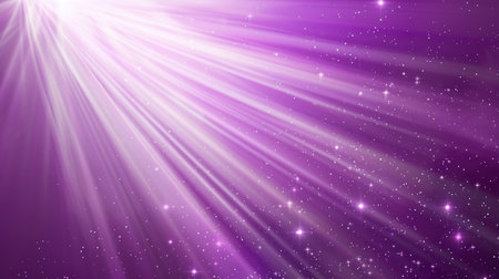 Vibrant purple light rays and stars in space. Galactic background with a mystical nebula and starry effect. Concept for cosmos discovery, science fiction, or fantasy artworkの素材