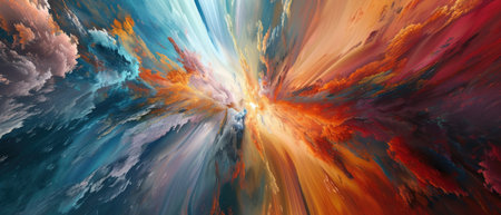 Explosive Abstract Digital Artwork with Dynamic Color Burstsの素材