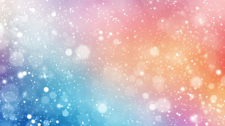 Bokeh light effect on a pastel gradient background. Abstract design element for festive decoration and wallpaper with copy spaceの素材