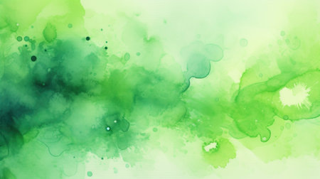 Green watercolor splashes creating a vibrant and dynamic abstractの素材