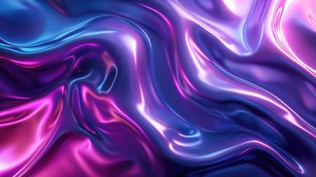 Abstract purple and blue satin fabric waves. Digital art texture backgroundの素材