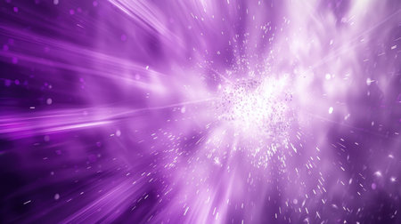 Purple light burst with particles. Abstract background design for poster, banner. Cosmic and speed concept with place for textの素材
