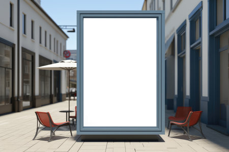 Outdoor advertising billboard mockup in an urban setting with empty white space. Street marketing and advertisement concept for design and print with copy spaceの素材