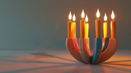 Traditional Candle Holder with Lit Candles and Warm Glowの素材