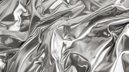 Macro shot of a silver sequined fabric. Textile design with detailed texture and shimmering patternの素材