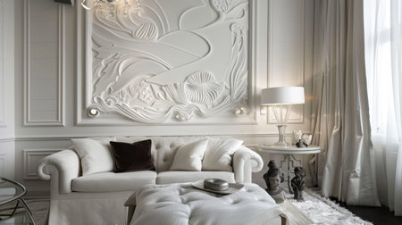 Classic White Sofa in Luxurious Baroque Style Interiorの素材