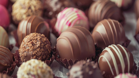 Assorted Gourmet Chocolates Collection Close-Upの素材