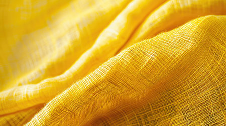 Vibrant Yellow Textured Fabric with Detailed Weave Patternの素材