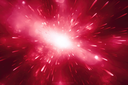 Abstract glowing red effect with sparkling rays and white backlight. An illustration of the concept of high speed.の素材
