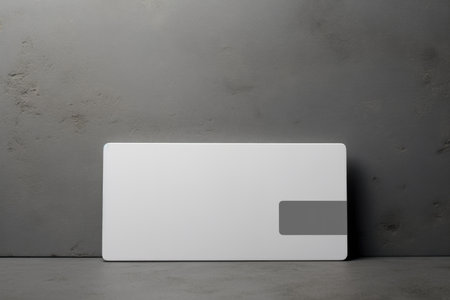 White gift card credit card layout on a gray table backgroundの素材