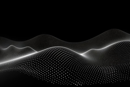 Abstract white particle background Flow wave withの素材