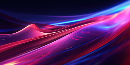 Abstract futuristic background with pink blue glowing neon moving high speed wave lines and bokeh lightsの素材