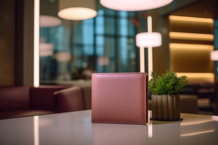 Premium wallet leather on the deskの素材