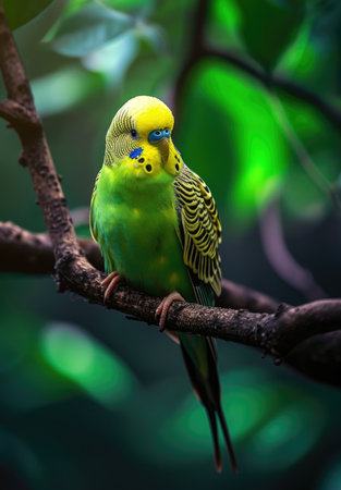 Blue budgie, portrait of a birdの素材