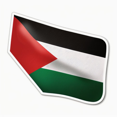 A decal of the Palestine flag with a realistic shadow effectの素材
