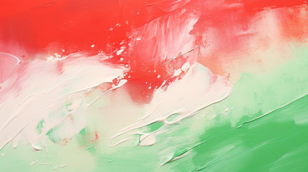 Abstract red and green paint swirl on canvas. Creative backdrop for art, design, and color theory presentations. Elegant fluid art for print and decorationの素材