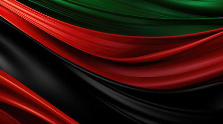 Red and green satin fabric with smooth waves. Abstract background design for fashion, textile, and luxury themes. Elegant and vibrant color combination for print and decorationの素材