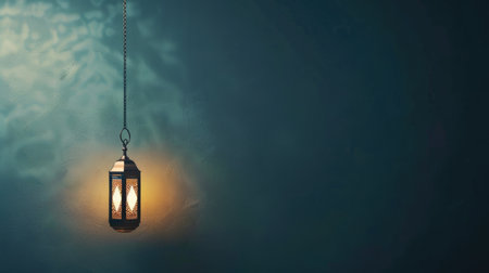 Vintage ramadan lantern with night backgroundの素材