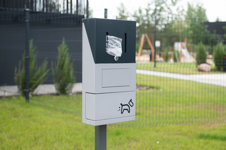 An urn for collecting dog excrement with bagsの写真素材