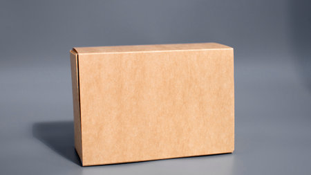 Simple brown cardboard box against gray background.