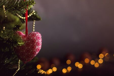 Greeting card Christmas decoration calendar with handmade heartの写真素材