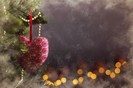 Frosty greeting card Christmas decoration calendar with handmade heartの写真素材