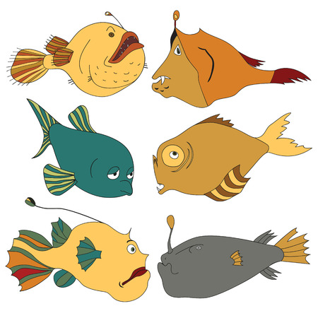 Bright and stylish deep-water fishes.のイラスト素材