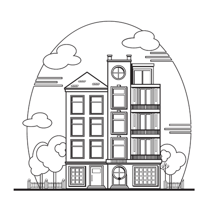 European cityscape. Amsterdam houses.のイラスト素材
