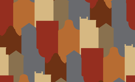 Seamless pattern with old historic buildings of Amsterdam. Flat style vector illustration.のイラスト素材