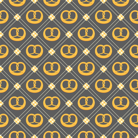 Seamless pattern with pretzels. Patterns can be used as background, fabric print, texture, wrapping paper, web page backdrop, wallpaper. Vector illustration.のイラスト素材
