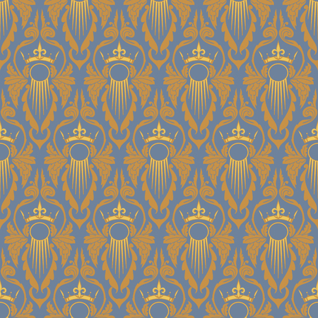 Elegant classic baroque seamless pattern. Blue and gold. Vector illustrationのイラスト素材